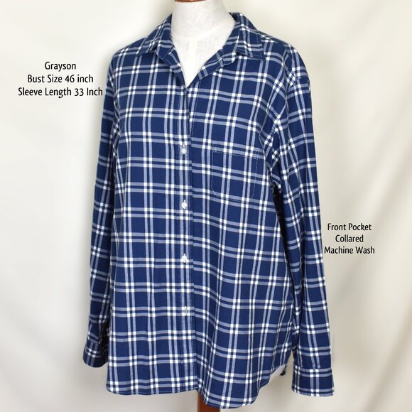 GRAYSON Blouse Bust 46 Inch Long Sleeve 33 Inch Button Down Machine Wash - Picture 1 of 6